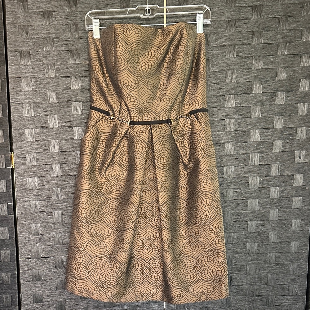 ANTONIO MELANI Strapless Dress in Brown Pattern - Size 6